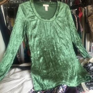 Lovely crushed velvet scoop neck long sleeve shirt